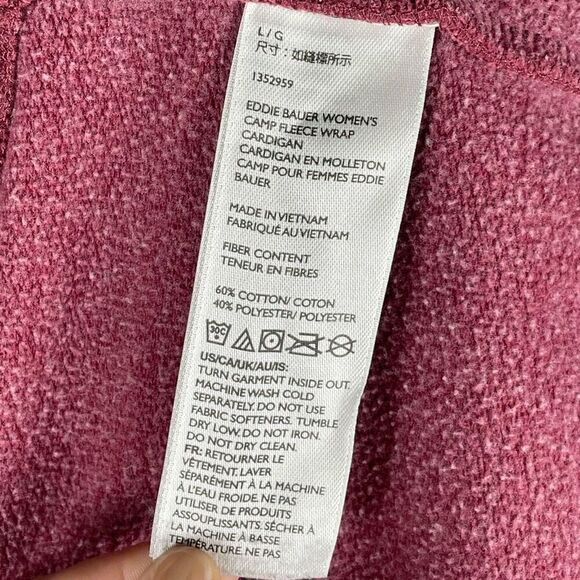 Eddie Bauer Red Fleece Cardigan Wrap - Women’s L - Picture 6 of 9